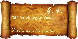 Günszberger Aba névjegykártya